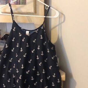 Spaghetti strap silk anchor print dress